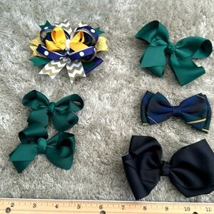 Set of 6 Elegant Hair Bows - Mixed Styles and Colors